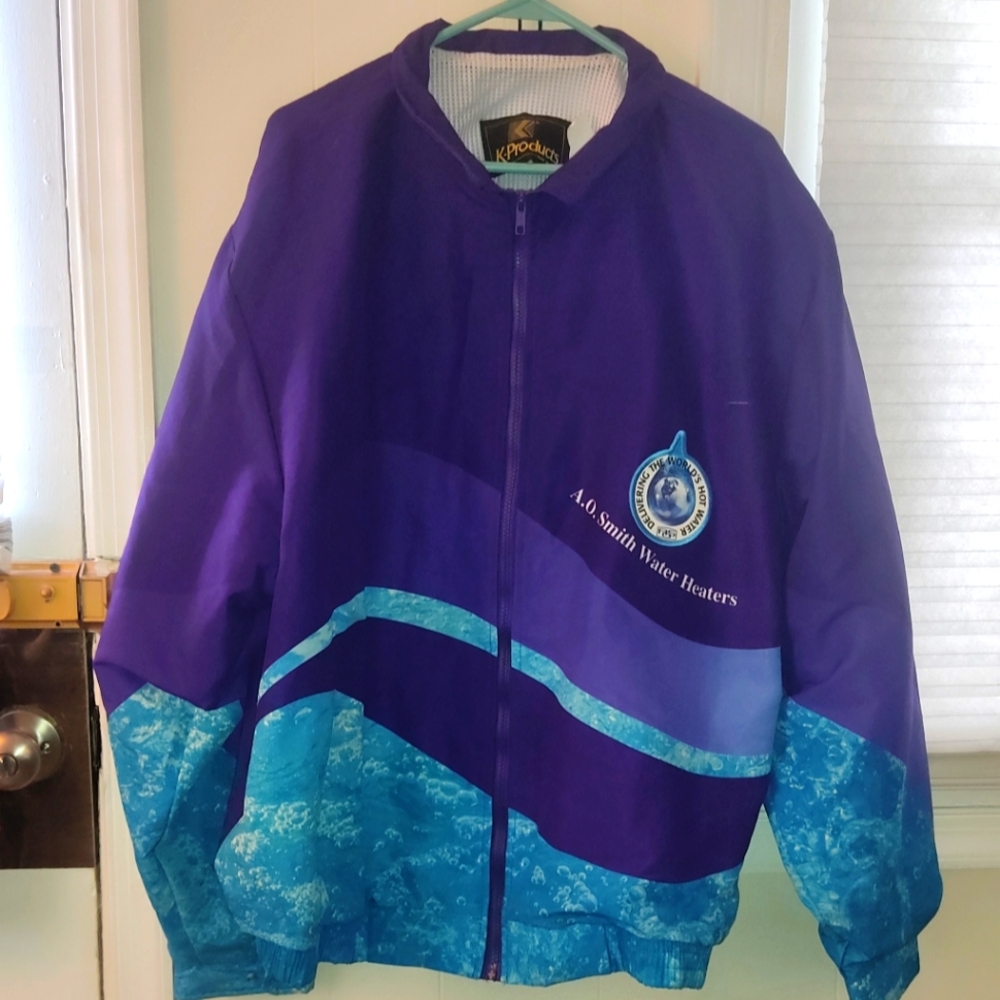 Ironic 90's Vaporwave Water Print Jacket Promotional Windbreaker